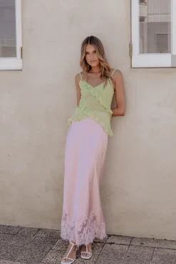 Alira Lace Trim Midi Skirt