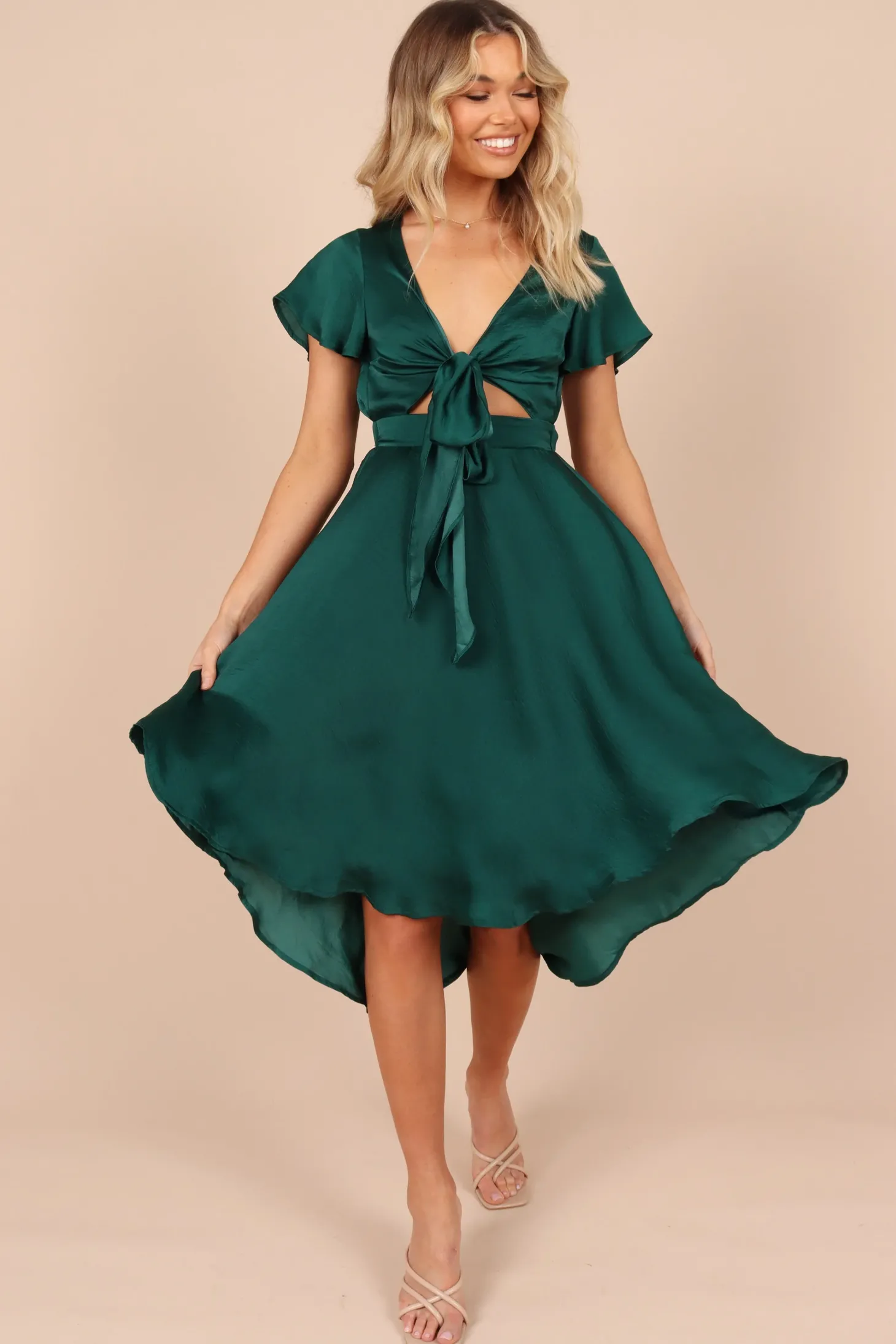 Amanda Hi Lo Tie Front Dress