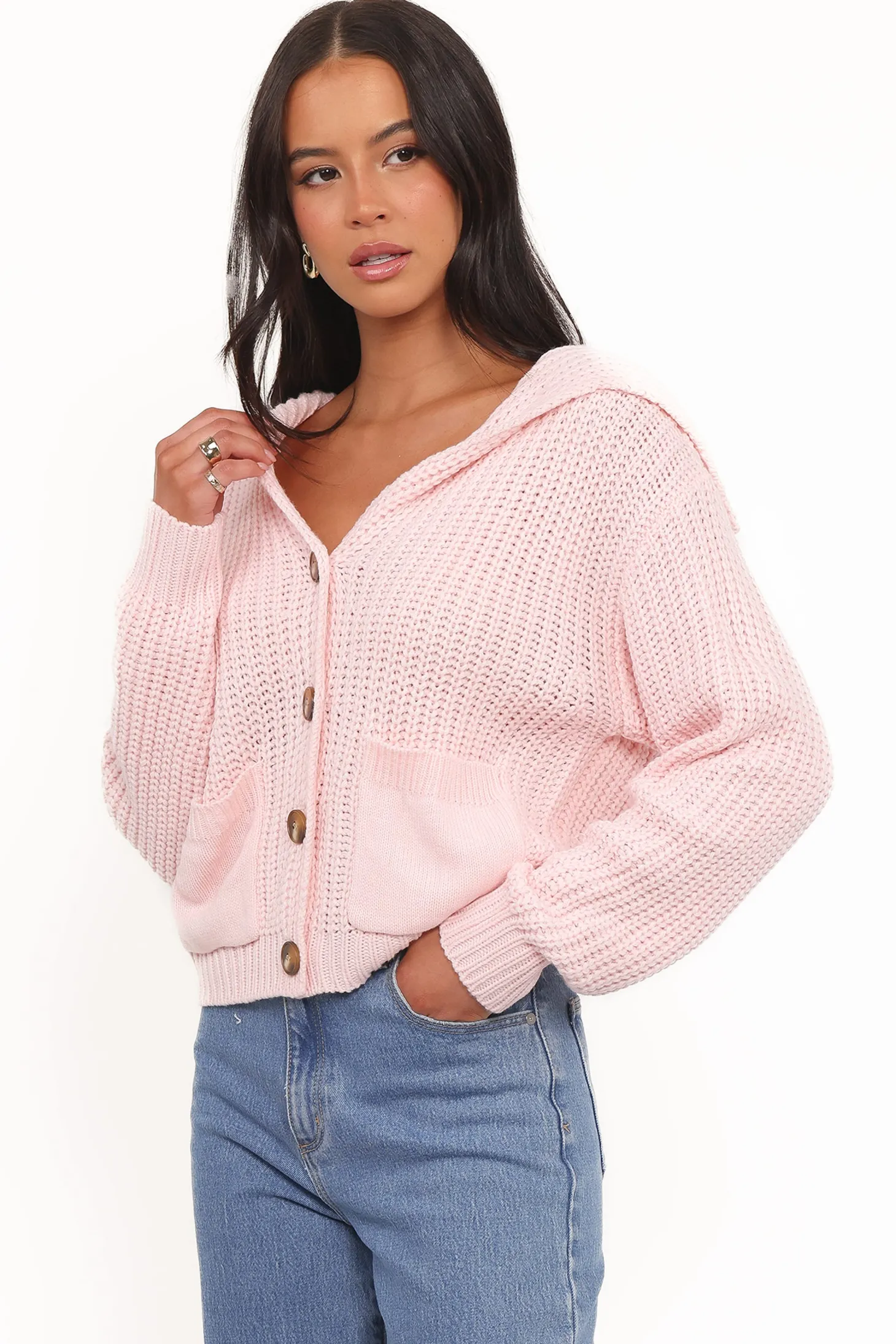 Amelia Oversize Collar Button Cardigan
