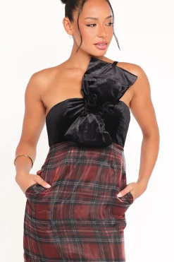 Amelie Bow Front One Shoulder Midi Dress