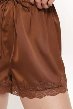 Arlet Lace Trim Satin Shorts