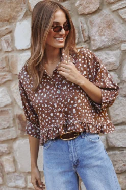 Ashe Cropped Button Up Top
