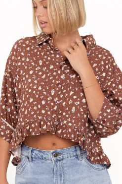 Ashe Cropped Button Up Top