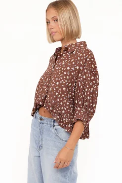 Ashe Cropped Button Up Top