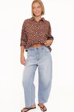 Ashe Cropped Button Up Top