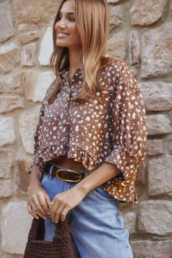 Ashe Cropped Button Up Top