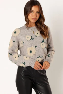 Aubrielle All Over Flower Knit Sweater