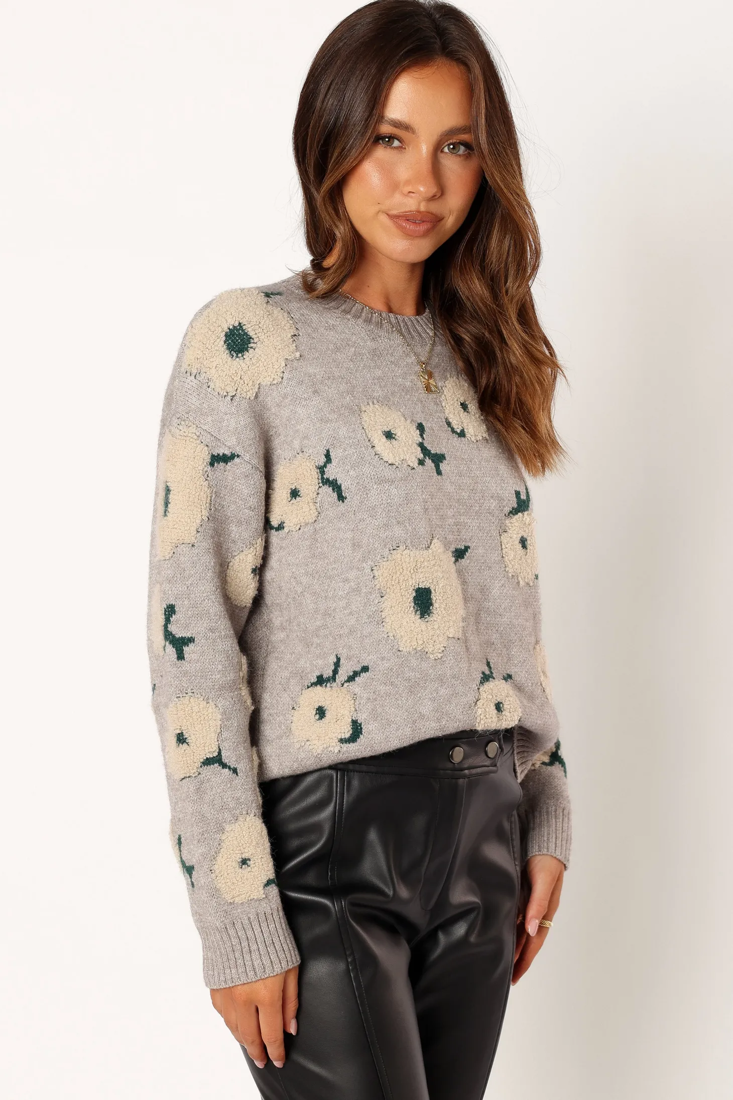 Aubrielle All Over Flower Knit Sweater