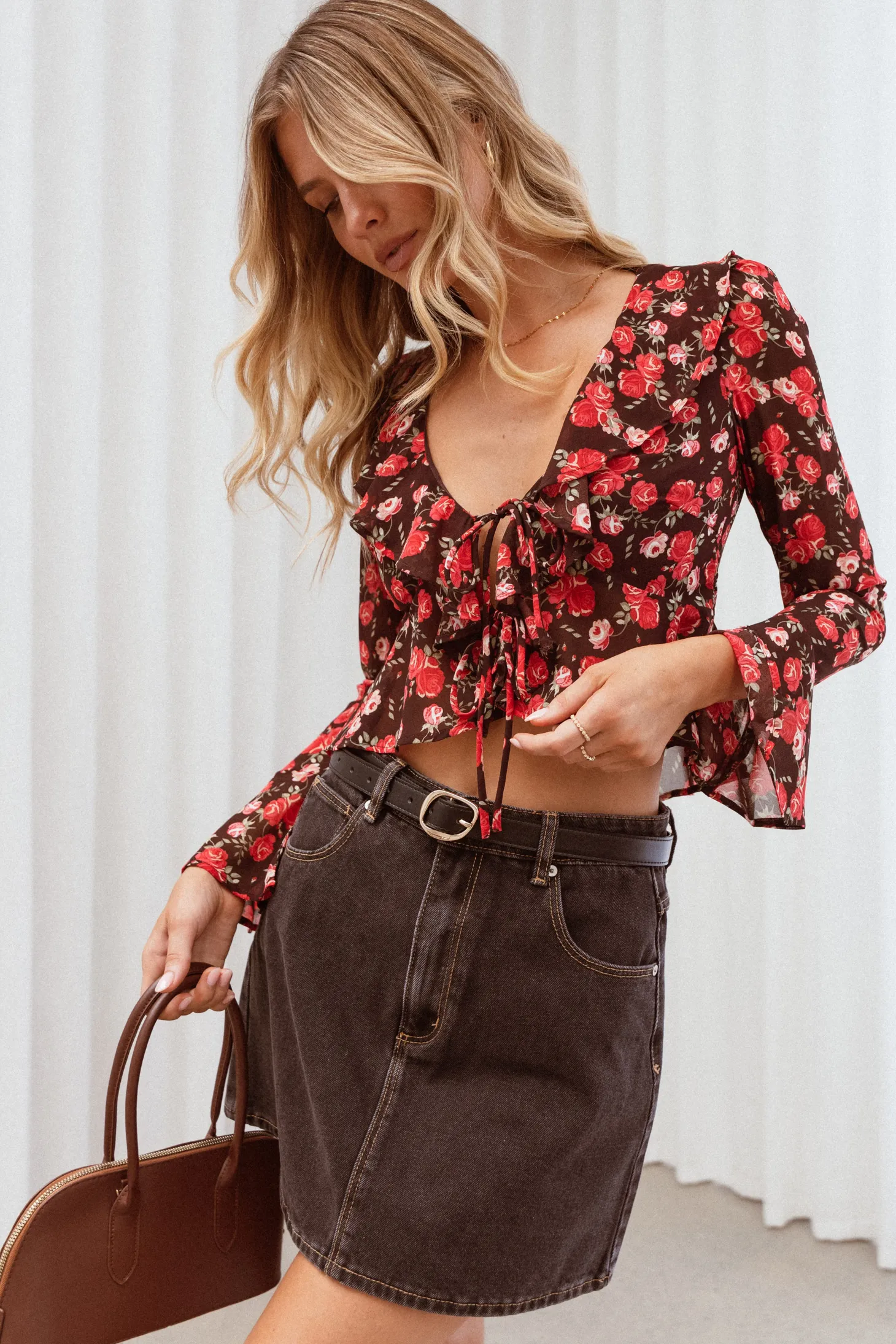 Aveline Chiffon Ruffle Front Top