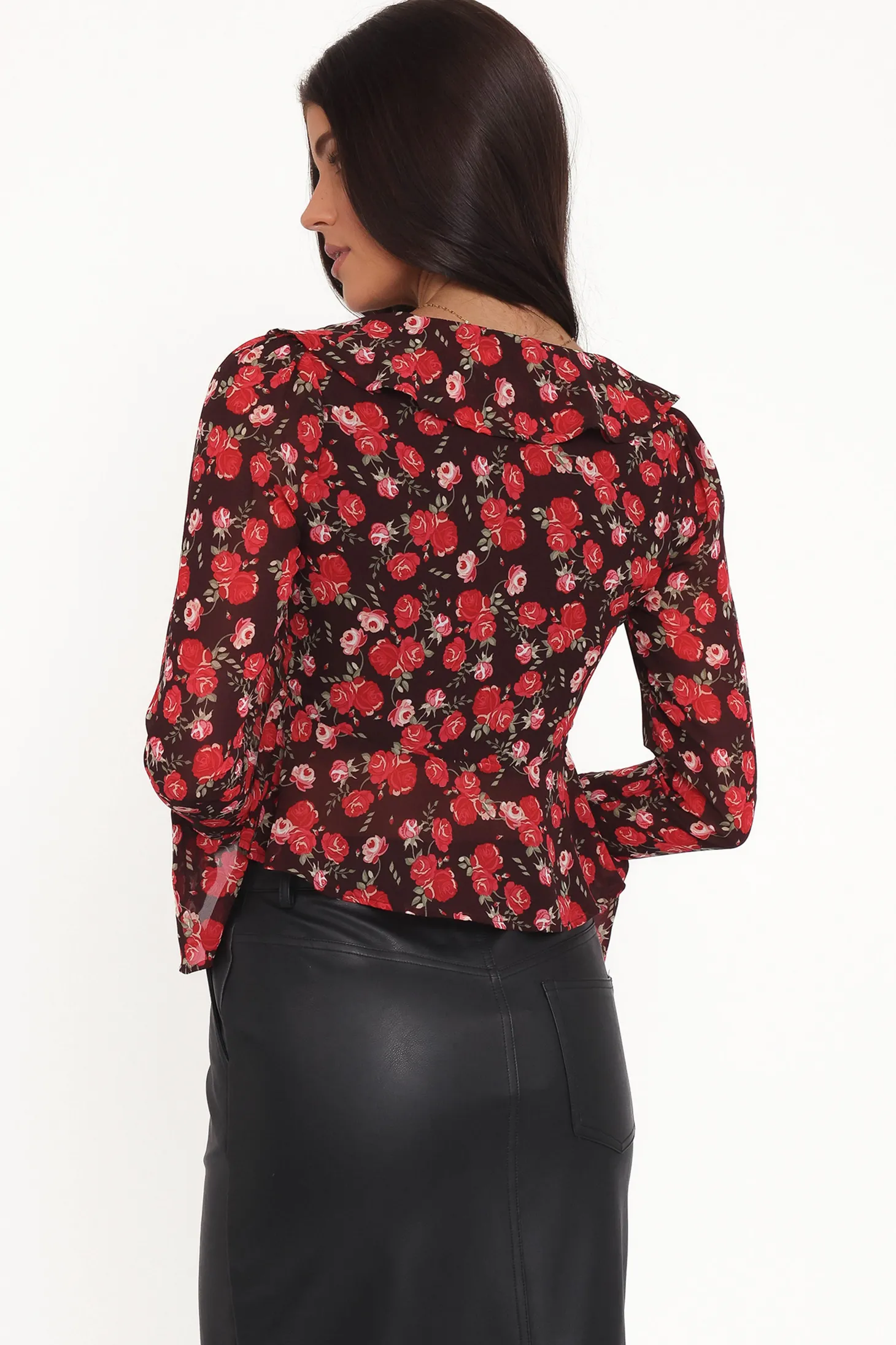 Aveline Chiffon Ruffle Front Top