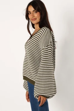 Becca Crewneck Waffle Stitch Stripe Knit Sweater
