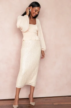 Briellia Sequin Midi Skirt