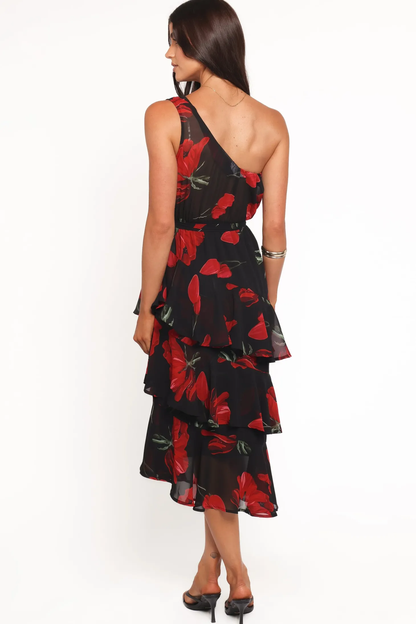 Brigette One Shoulder Tiered Midi Dress