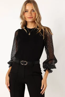 Callie Contrast Chiffon Sleeve Knit Sweater