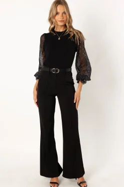 Callie Contrast Chiffon Sleeve Knit Sweater