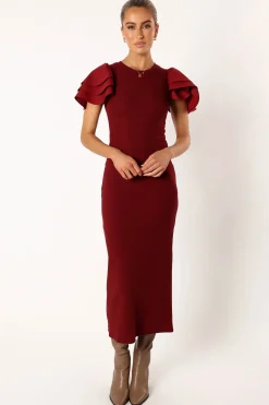 Cally Ruffle Sleeve Midi Dress