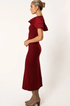 Cally Ruffle Sleeve Midi Dress