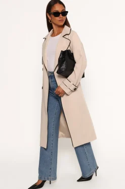 Cayenne Contrast Binding Trench Coat