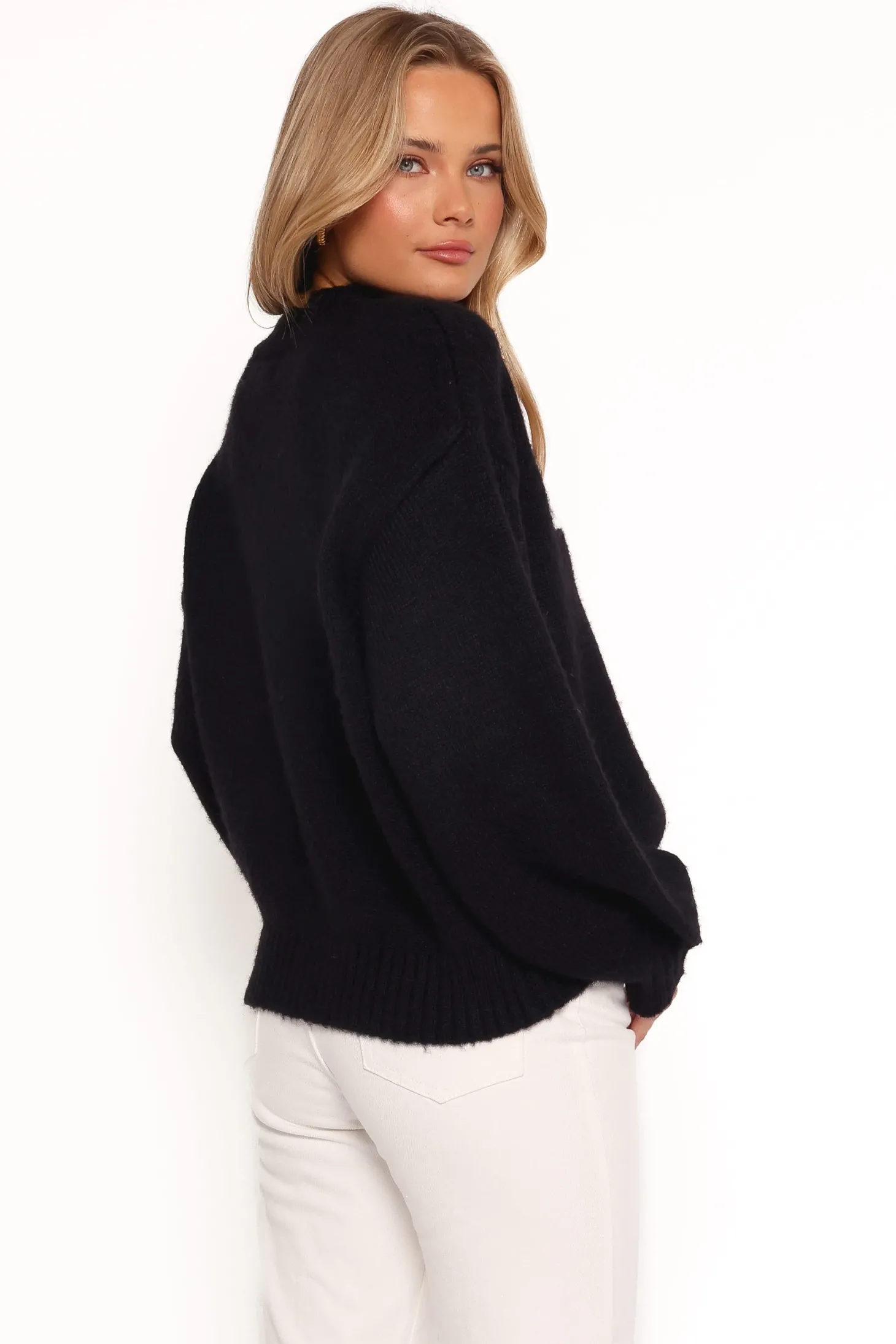 Cecelia Bow Print Mock Neck Knit Sweater