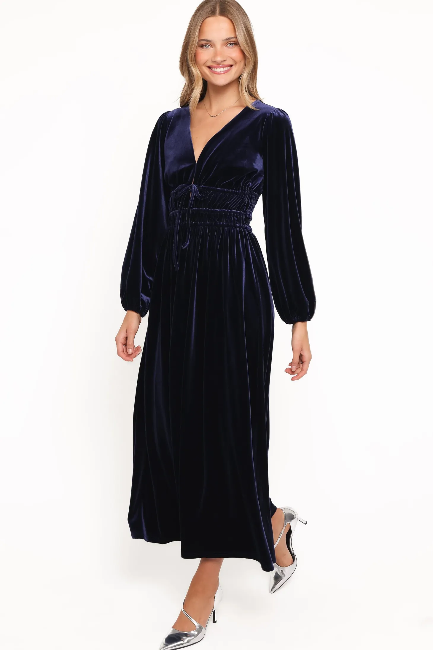 Cece Velvet Long Sleeve Maxi Dress