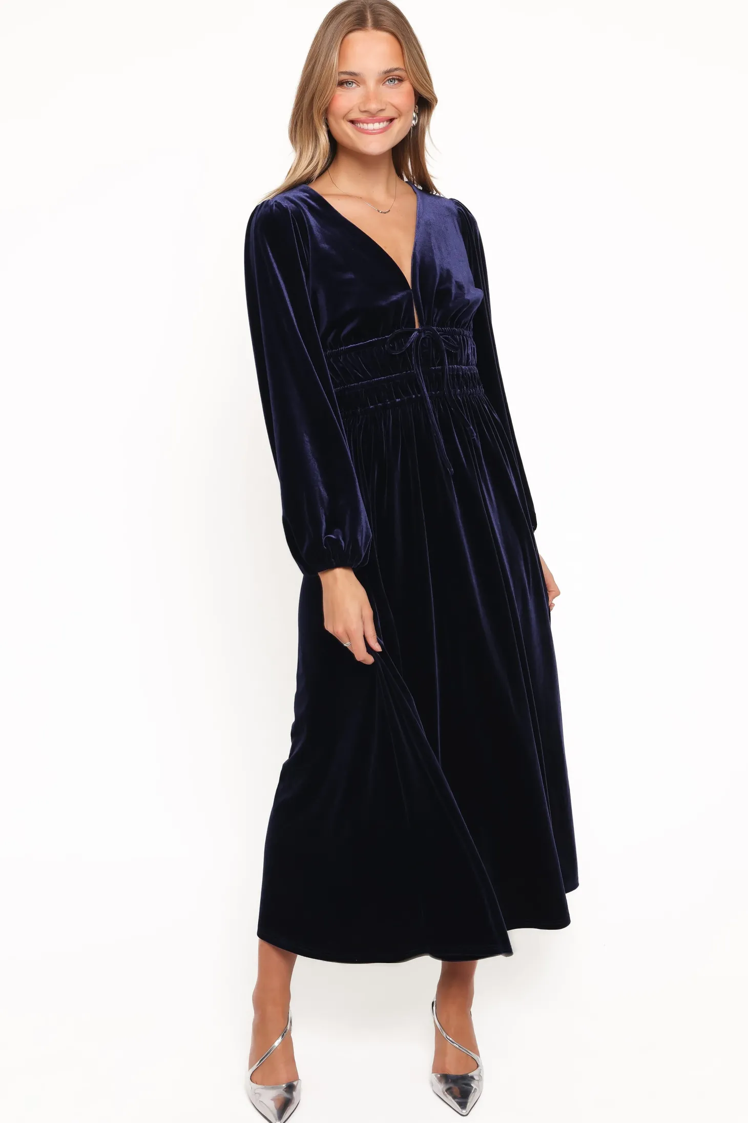 Cece Velvet Long Sleeve Maxi Dress