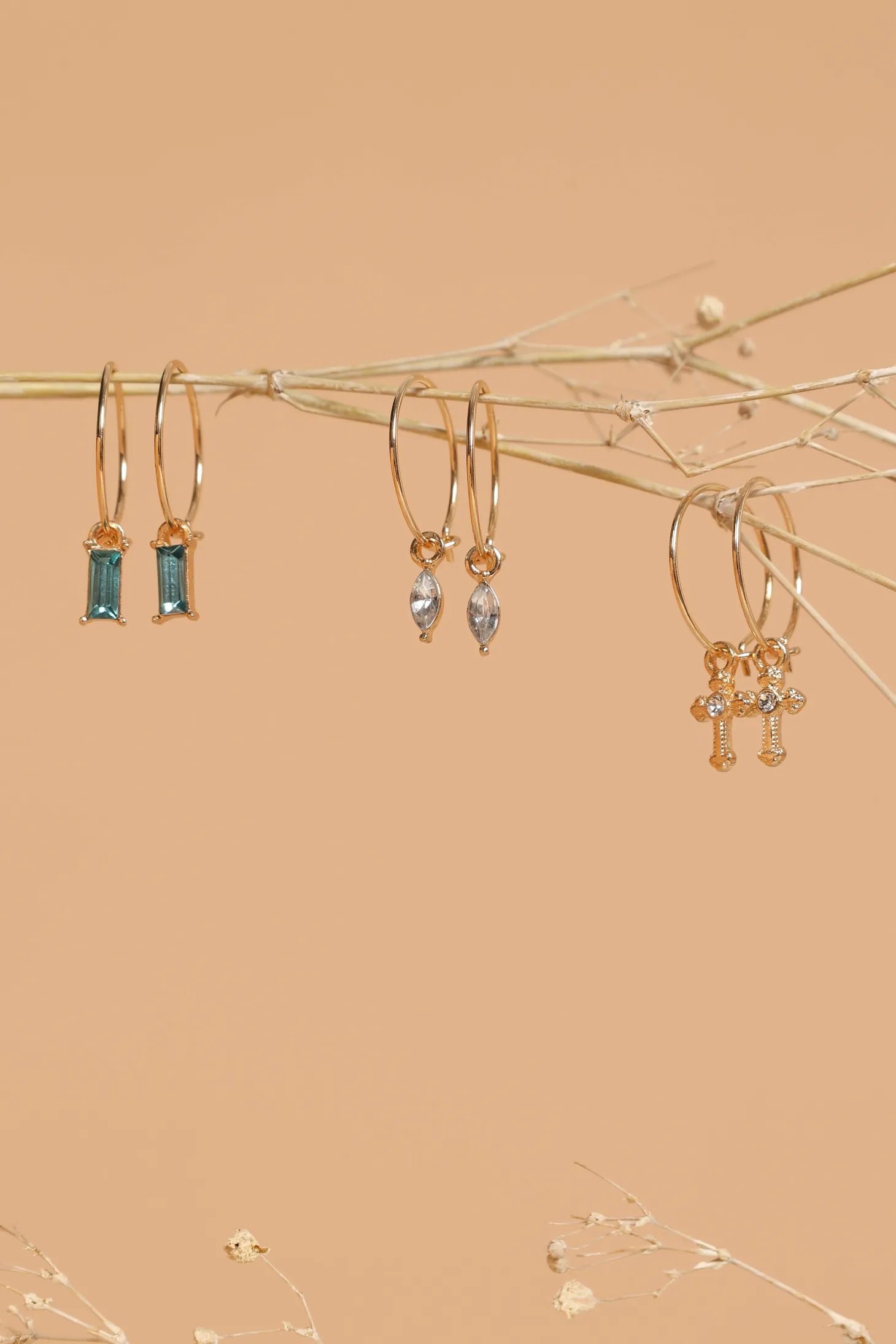 Charlotte Drop Hoop Earrings 3 Pack