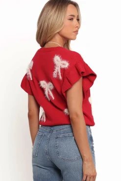 Cherish Ruffle Sleeve Bow Knit Sweater