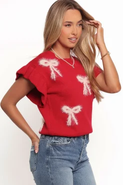 Cherish Ruffle Sleeve Bow Knit Sweater