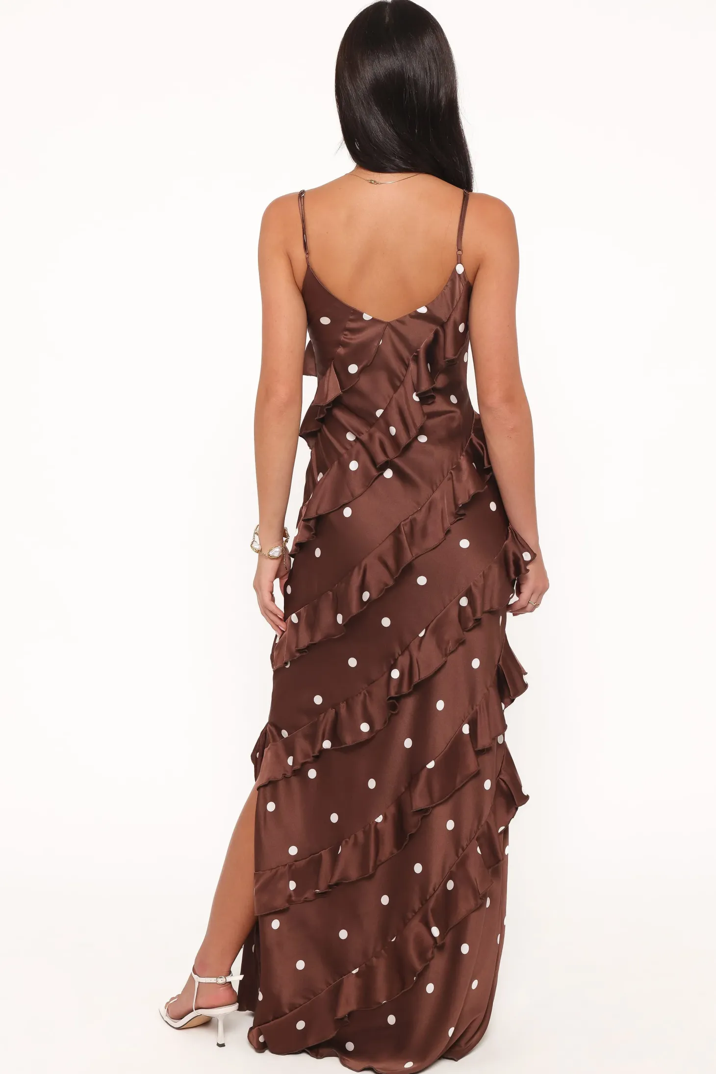 Ciao Ruffles Maxi Satin Dress