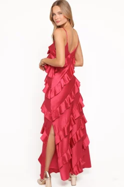 Ciao Ruffles Maxi Satin Dress