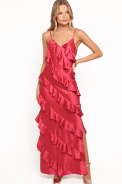 Ciao Ruffles Maxi Satin Dress