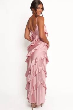 Ciao Ruffles Maxi Satin Dress