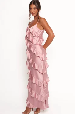 Ciao Ruffles Maxi Satin Dress