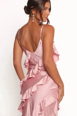 Ciao Ruffles Maxi Satin Dress