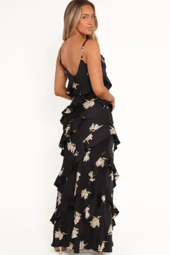Ciao Ruffles Maxi Satin Dress