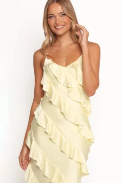 Ciao Ruffles Maxi Satin Dress