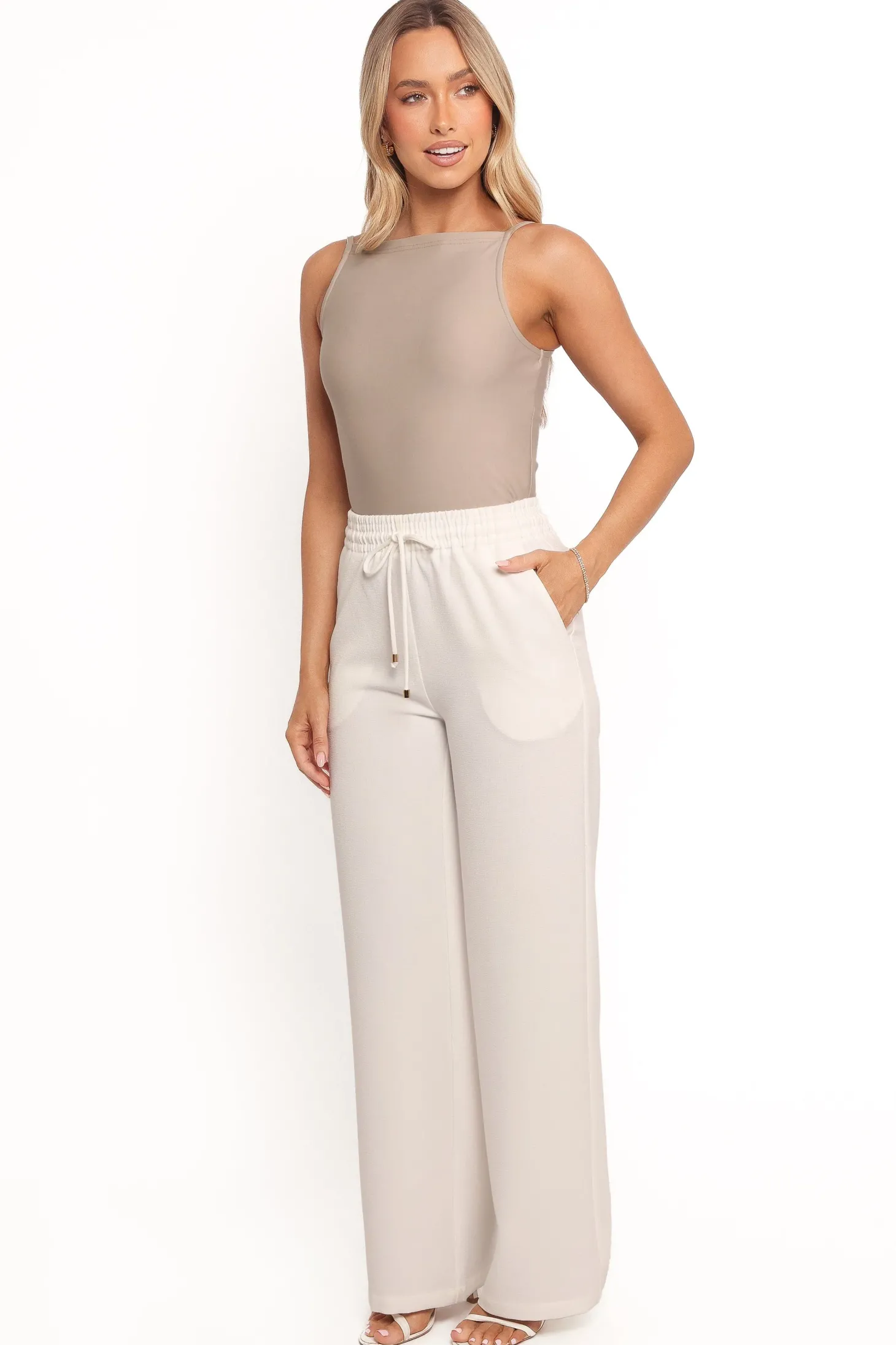 Cinch Wide Leg Crepe Pant