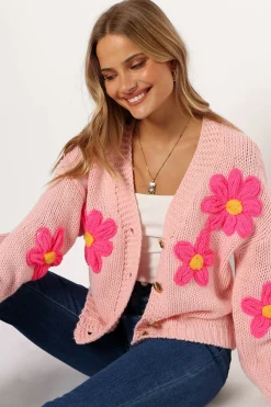 Clementine Flower Embroidered Open Front Cardigan