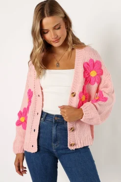 Clementine Flower Embroidered Open Front Cardigan