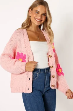 Clementine Flower Embroidered Open Front Cardigan