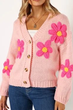 Clementine Flower Embroidered Open Front Cardigan
