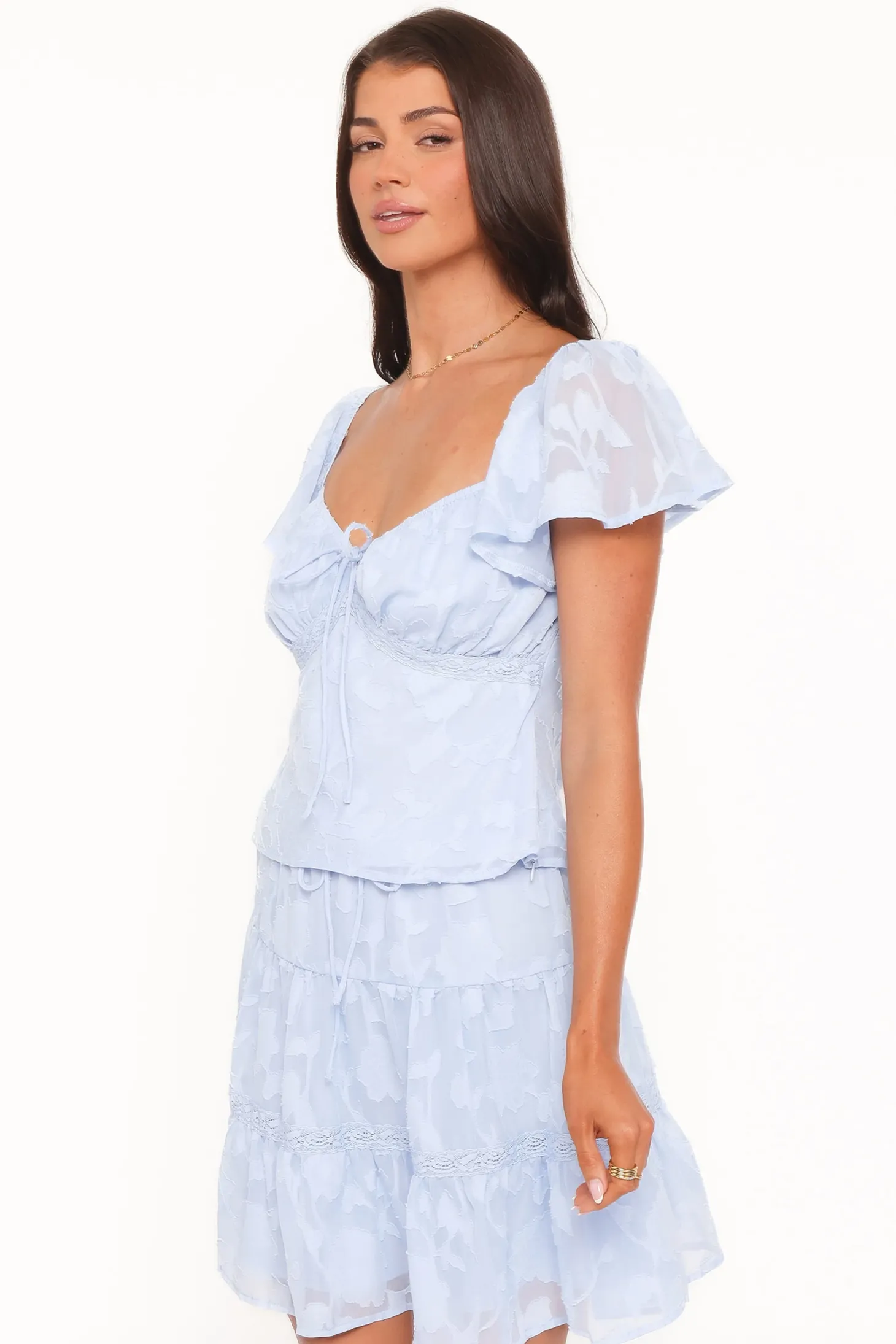 Clodagh Textured Flutter Top