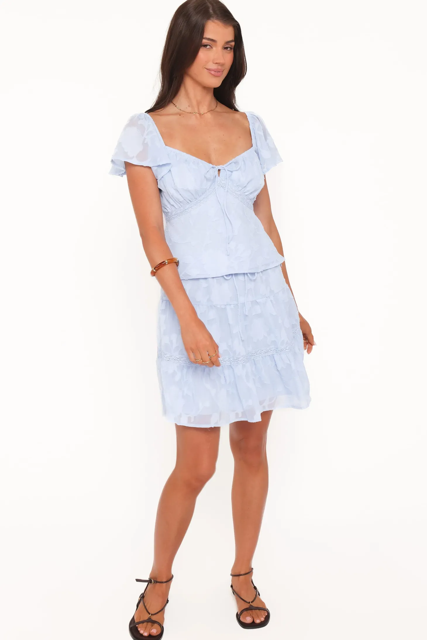 Clodagh Textured Flutter Top