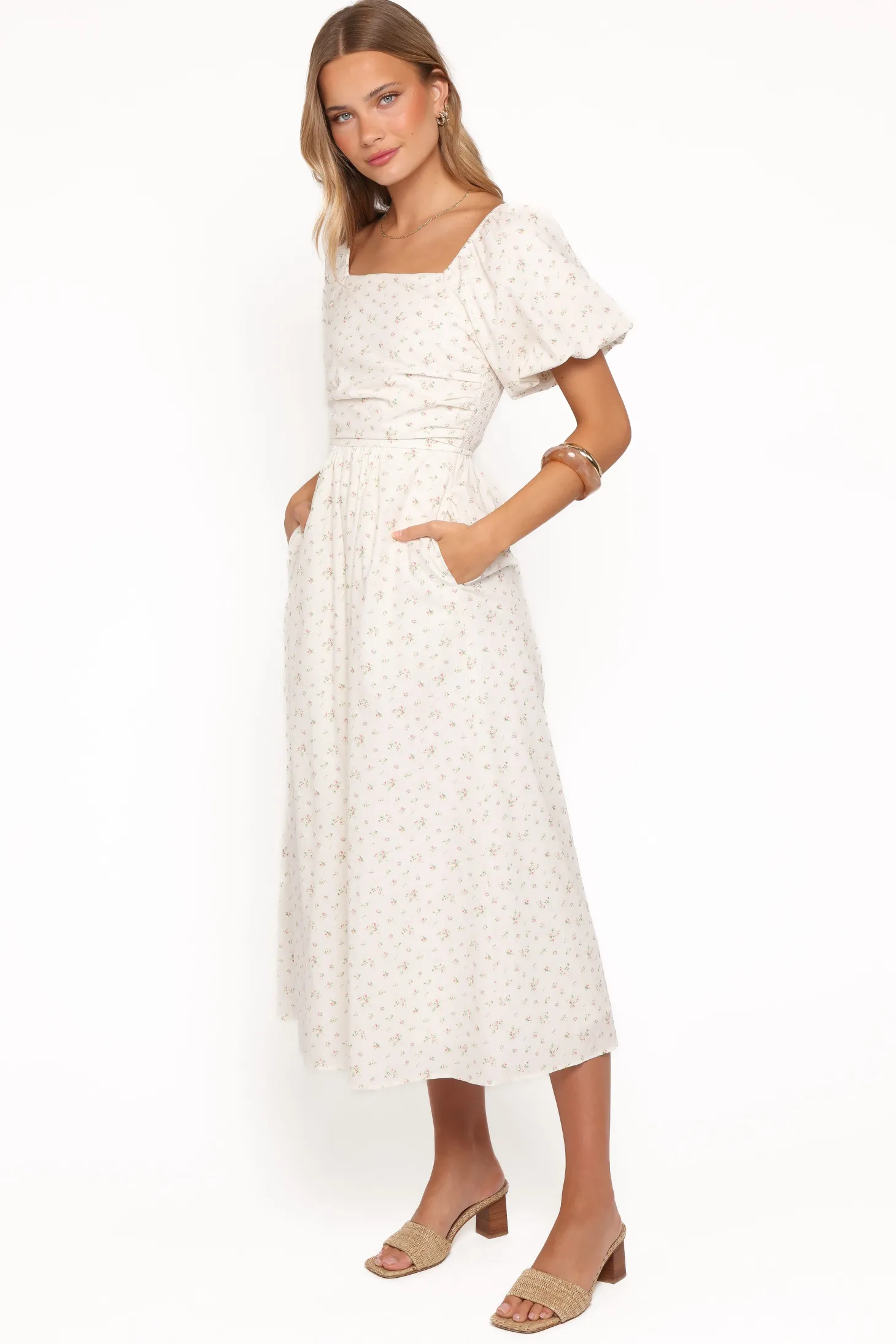 Clo Puff Sleeve Midi Dress