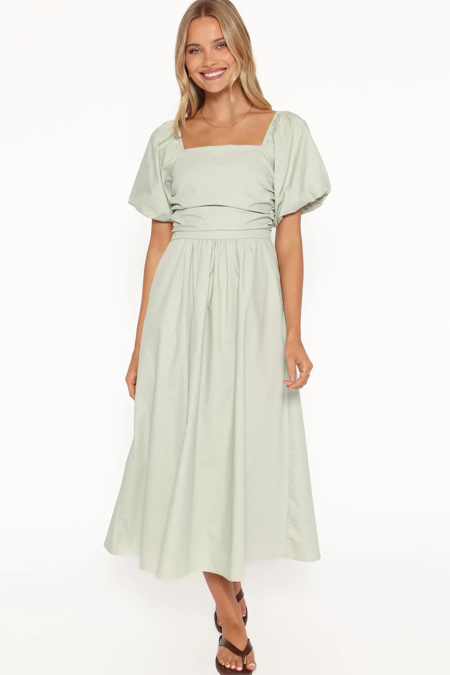Clo Puff Sleeve Midi Dress