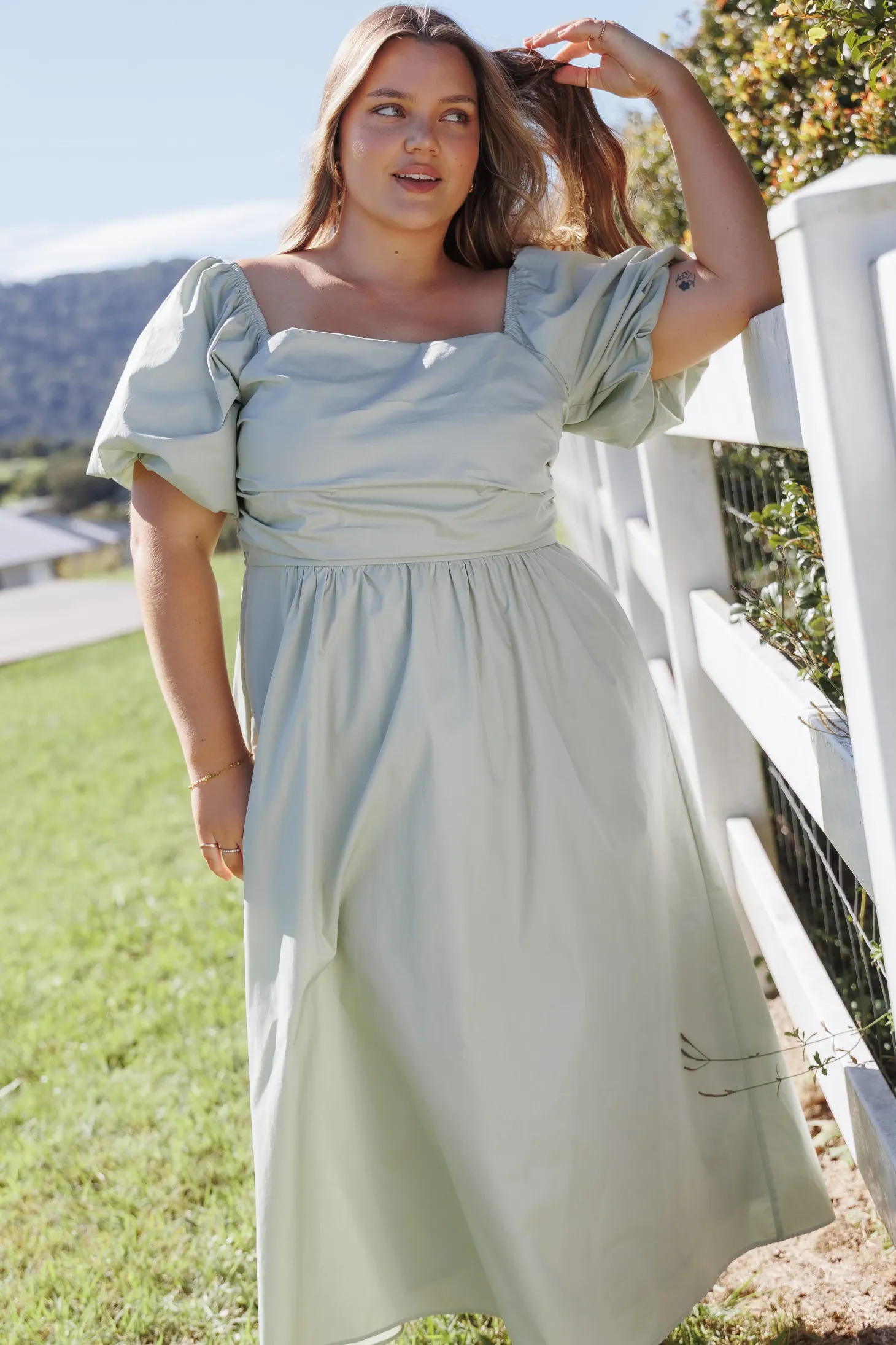 Clo Puff Sleeve Midi Dress