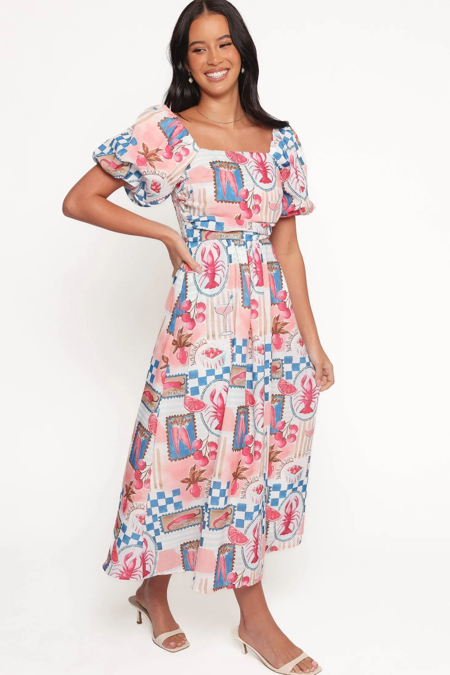 Clo Puff Sleeve Midi Dress