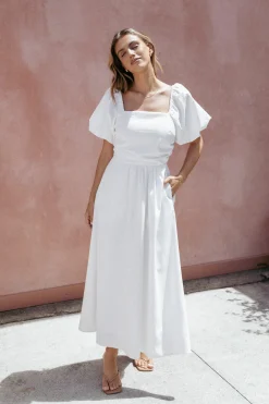 Clo Puff Sleeve Midi Dress
