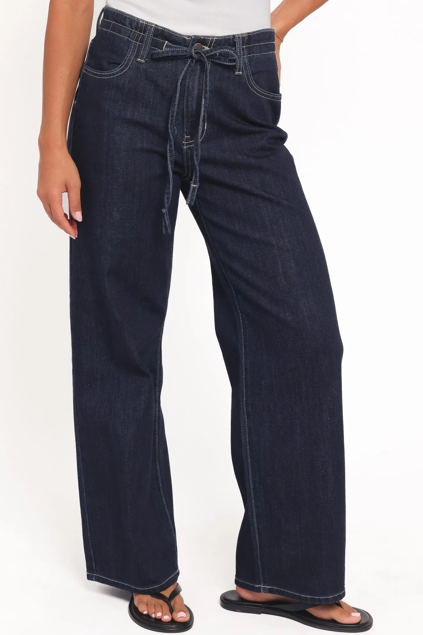 Clover Drawstring Wide Leg Jeans