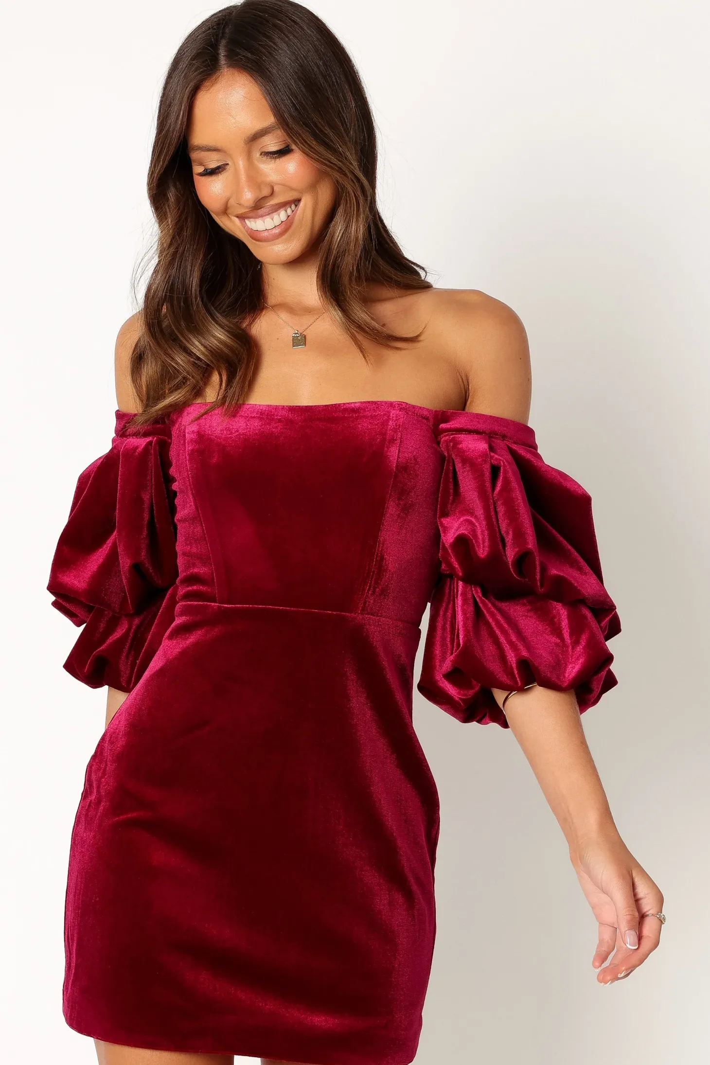 Dali Off Shoulder Velvet Mini Dress